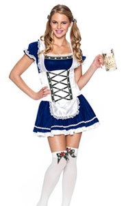 F1763 Sexy blue Bavarian oktoberfest beer girl costume gothic maid dress